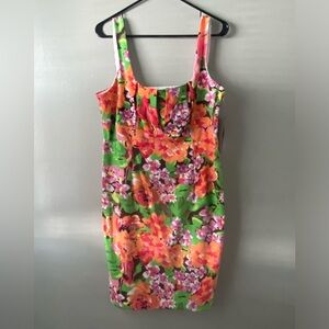 Scarlett Green and Orange Sleeveless Sundress Resort Wear